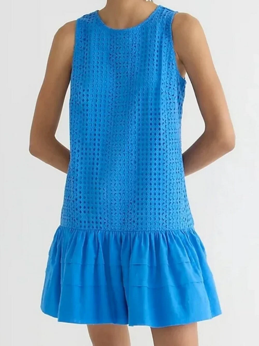 J. Crew Pleated Hem Eyelet Shift Dress